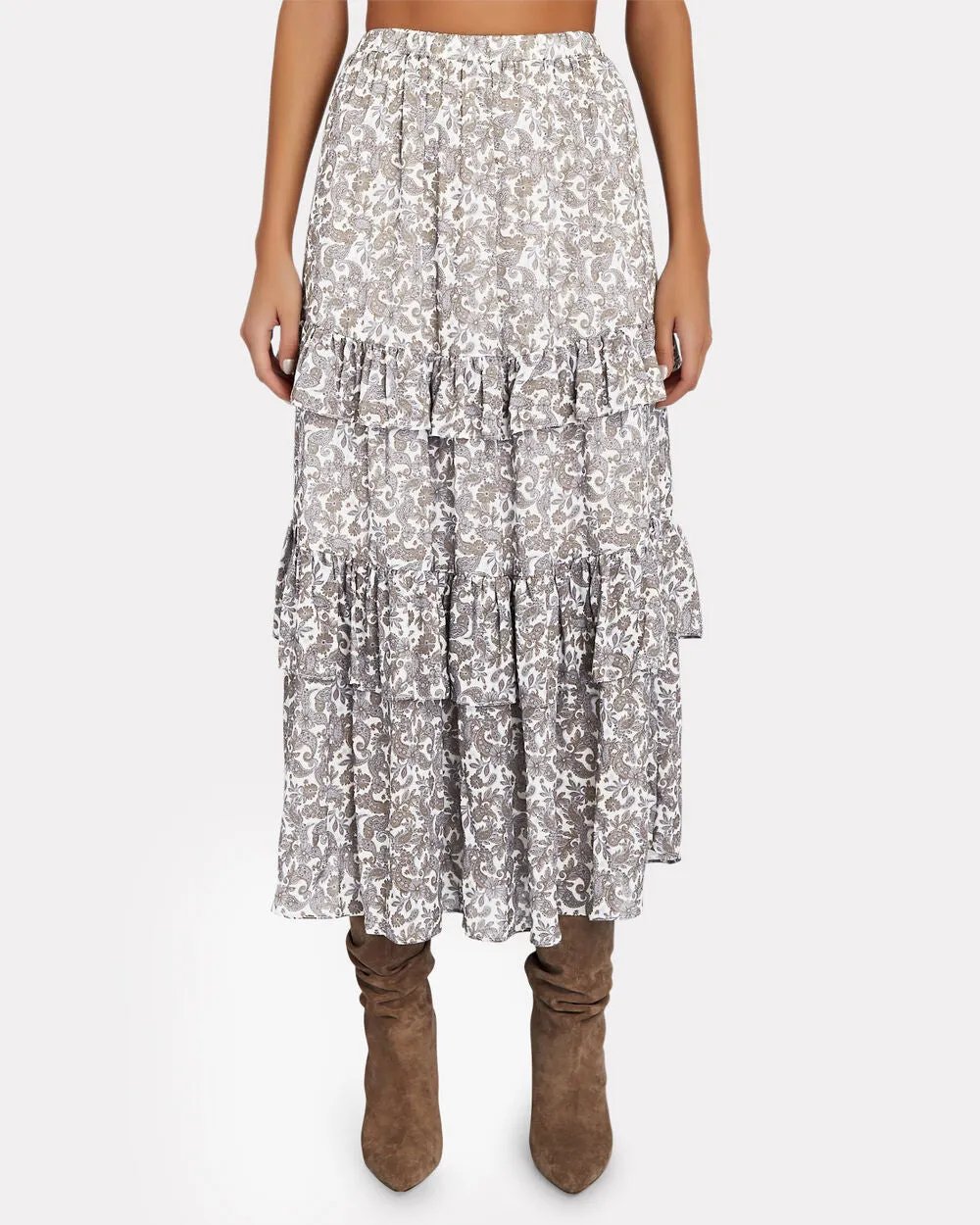 Odette Ruffled Printed Voile Midi Skirt sold by INTERMIX product image thumbnail 3