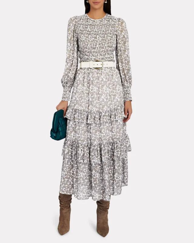 Odette Ruffled Printed Voile Midi Skirt sold by INTERMIX