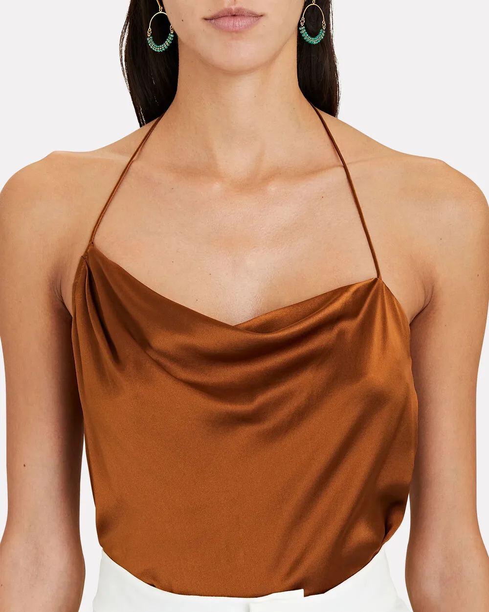 Open-Back Silk Satin Halter Top sold by INTERMIX product image thumbnail 3