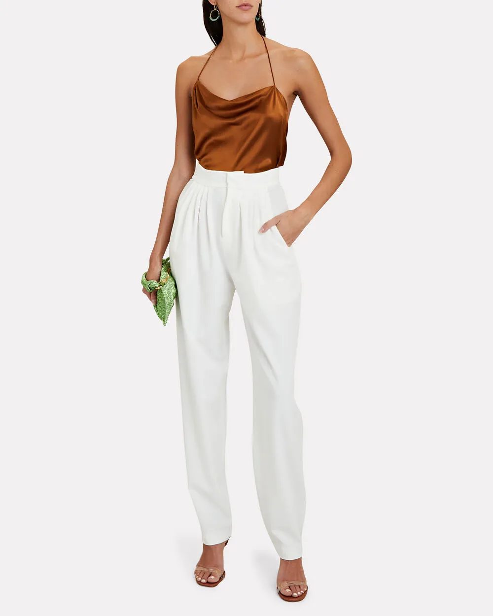 Open-Back Silk Satin Halter Top sold by INTERMIX