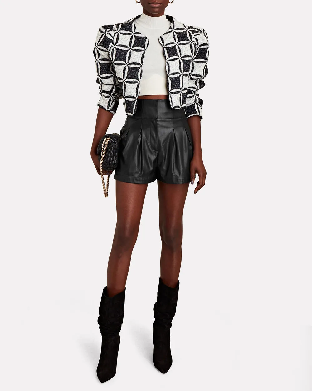 Kitty Pleated Faux Leather Shorts sold by INTERMIX product image thumbnail 3