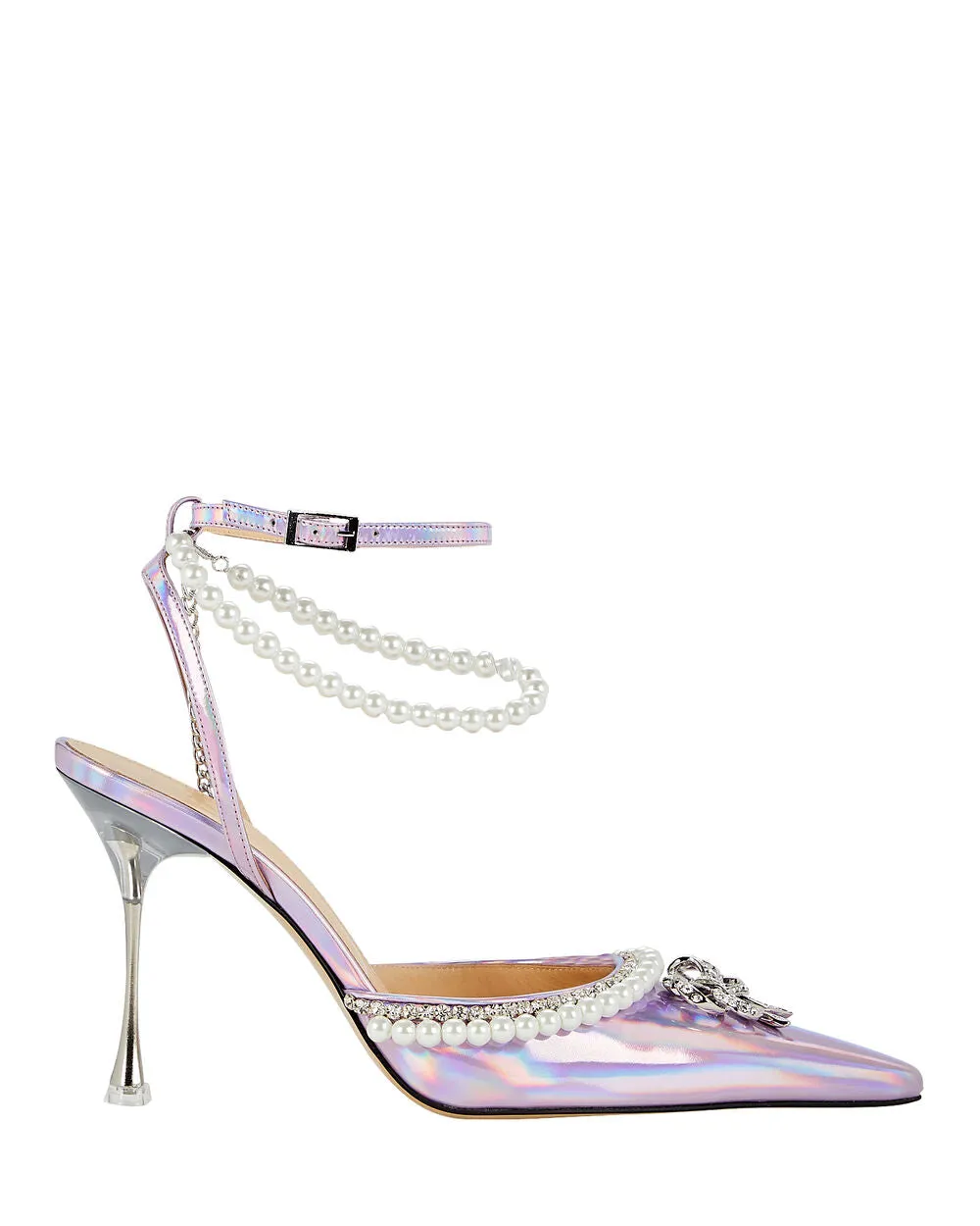 Pearl-Embellished Satin Bow-Heel Sandals sold by INTERMIX