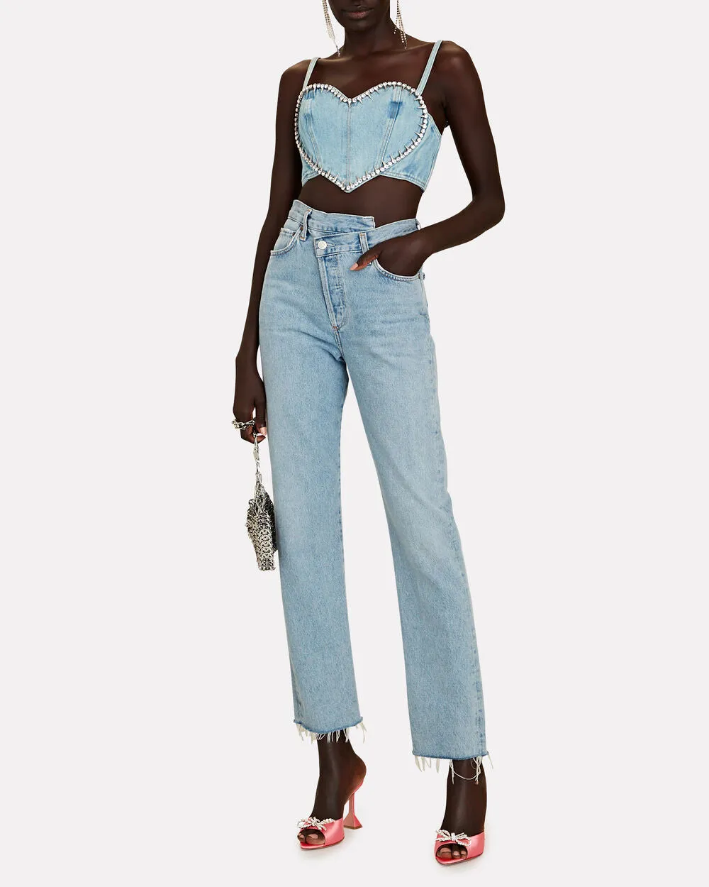 Rosie Crystal-Embellished Satin Mules sold by INTERMIX product image thumbnail 5