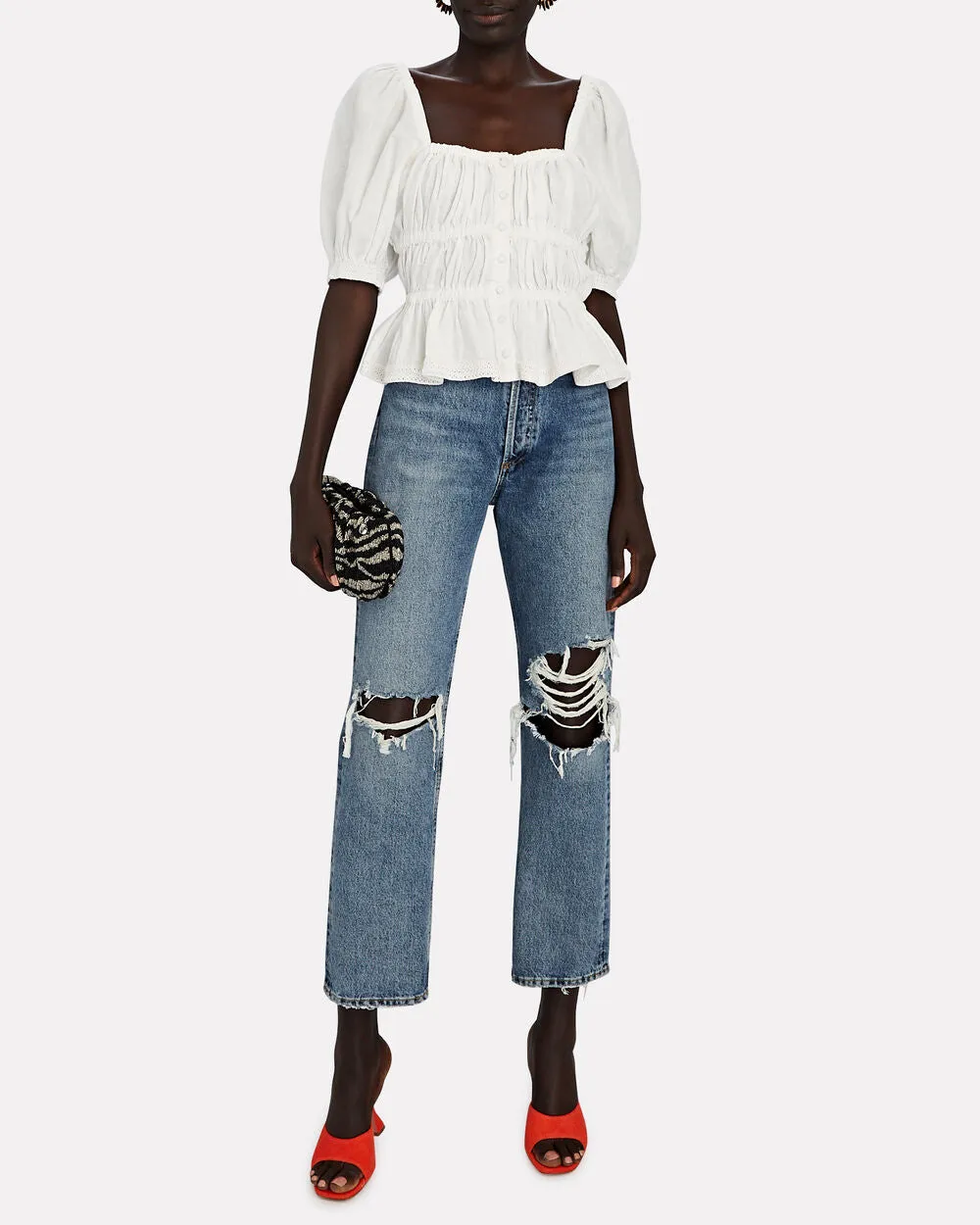 Harley Crochet-Trimmed Linen Top sold by INTERMIX product image thumbnail 3