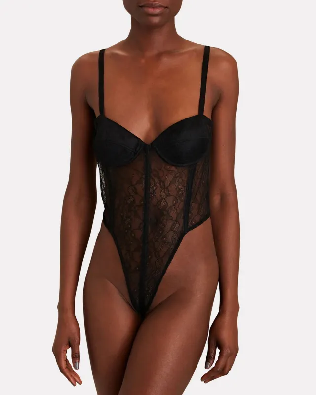 Sheer Lace Bodysuit sold by INTERMIX