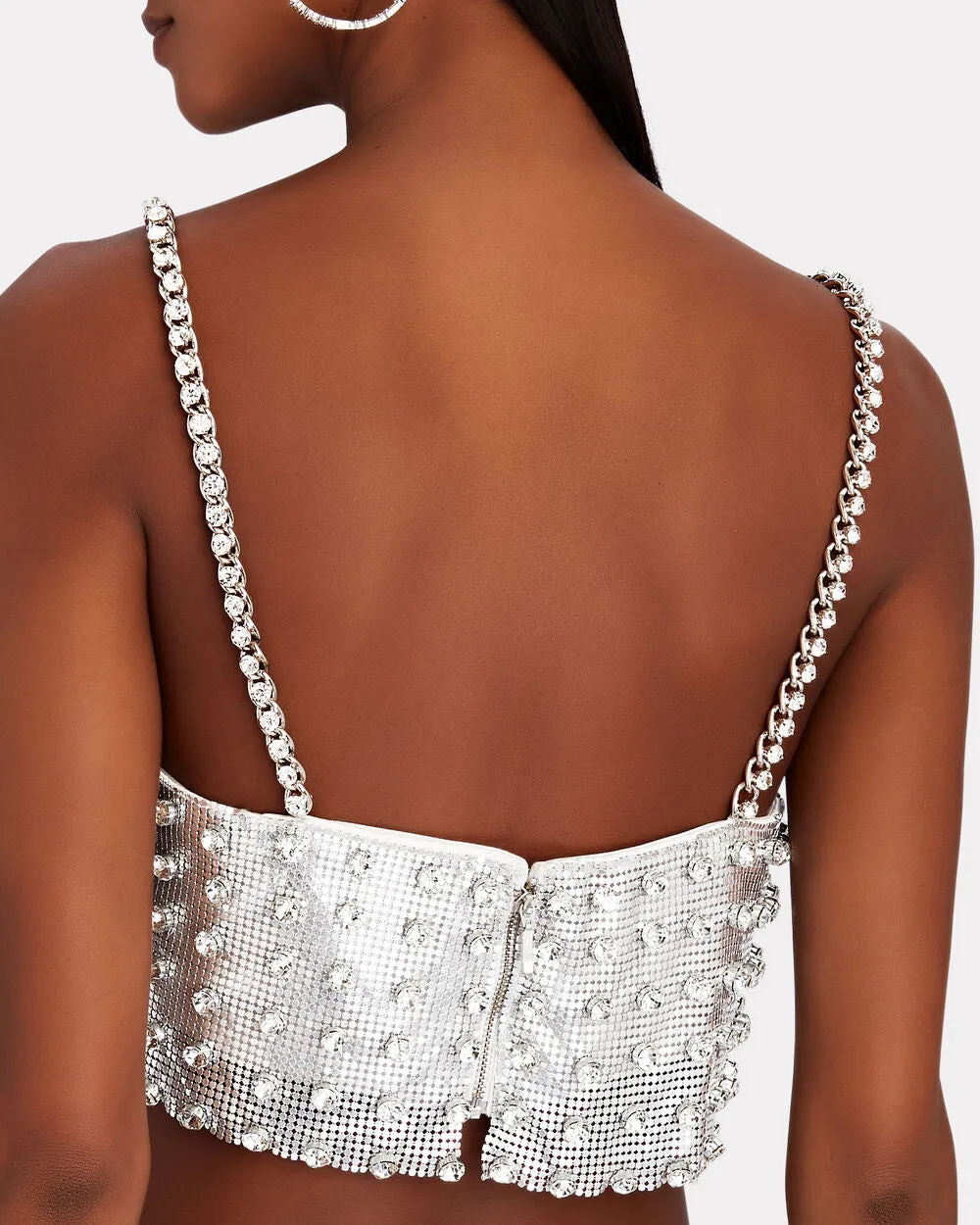 Kauren Crystal-Embellished Chainmail Crop Top sold by INTERMIX product image thumbnail 2