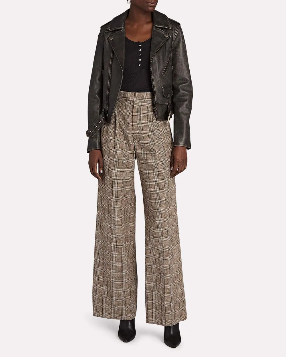 Distressed Leather Moto Jacket sold by INTERMIX product image thumbnail 4