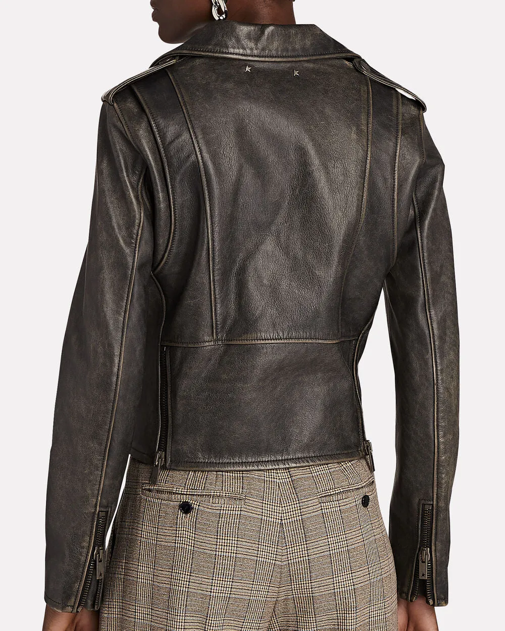 Distressed Leather Moto Jacket sold by INTERMIX product image thumbnail 2