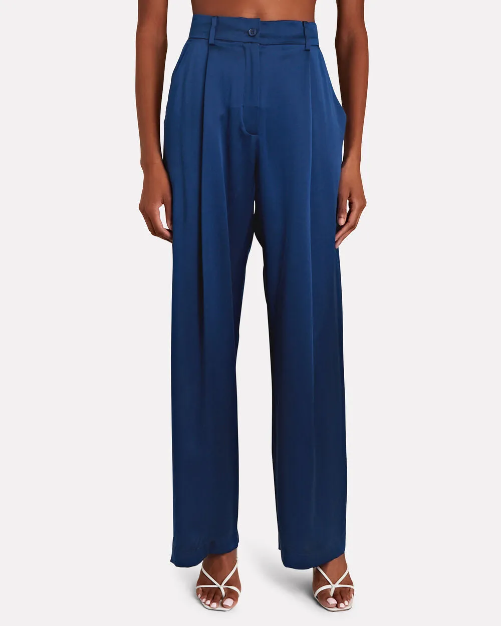 Emerson Pleated Silk Wide-Leg Pants sold by INTERMIX