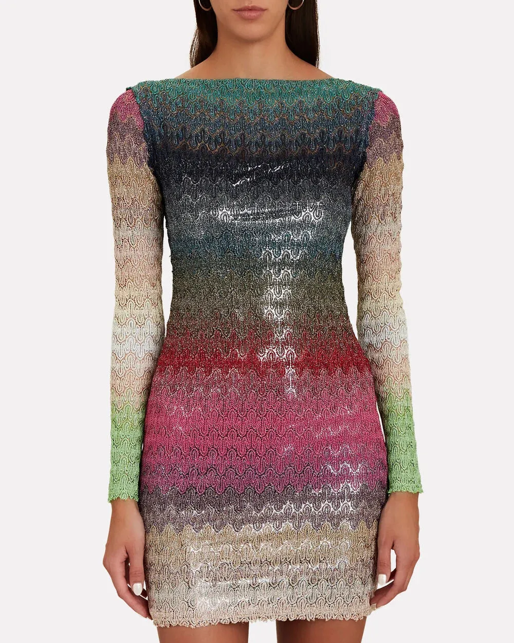 Ombre Metallic Crochet Knit Mini Dress sold by INTERMIX product image thumbnail 3