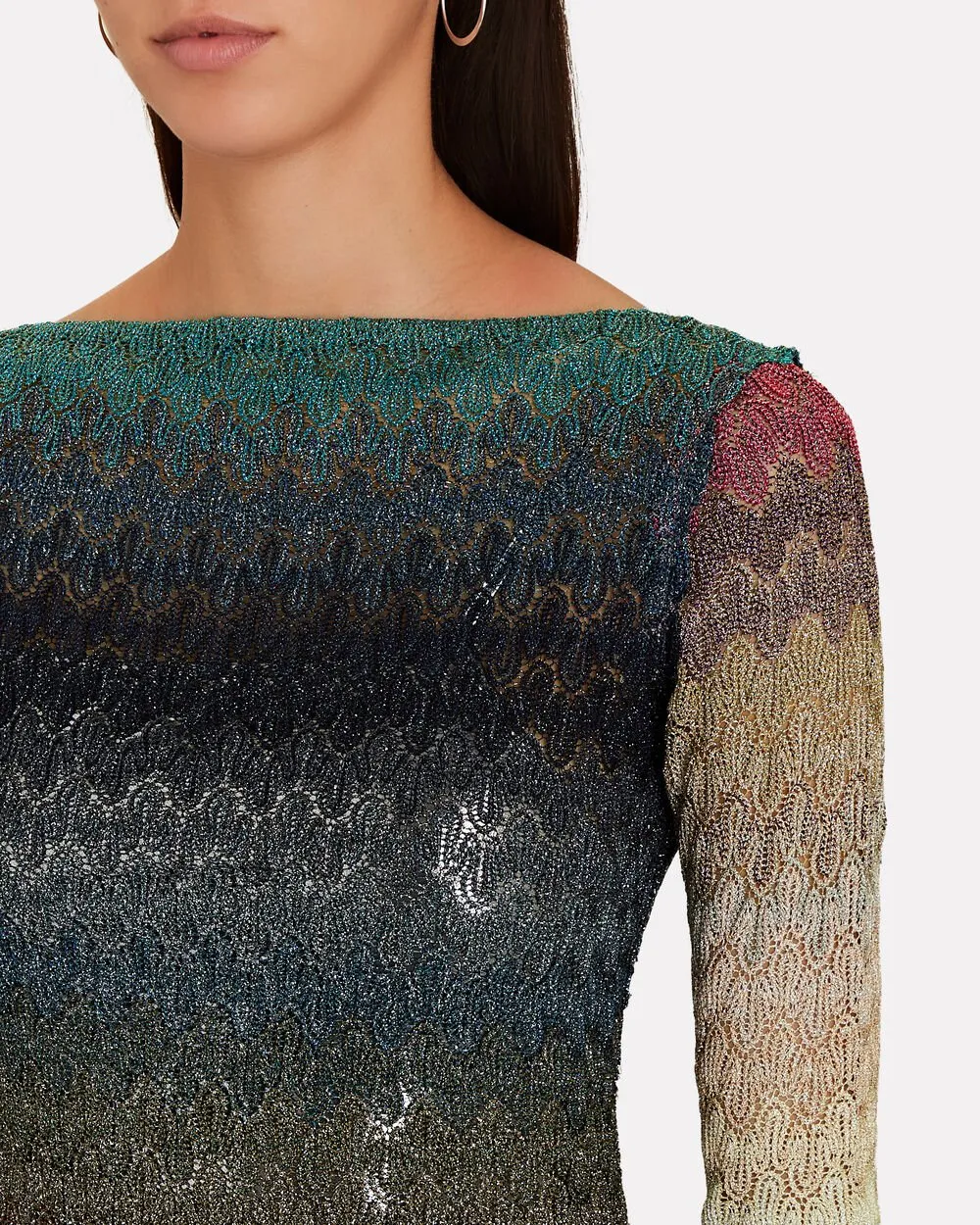 Ombre Metallic Crochet Knit Mini Dress sold by INTERMIX product image thumbnail 4