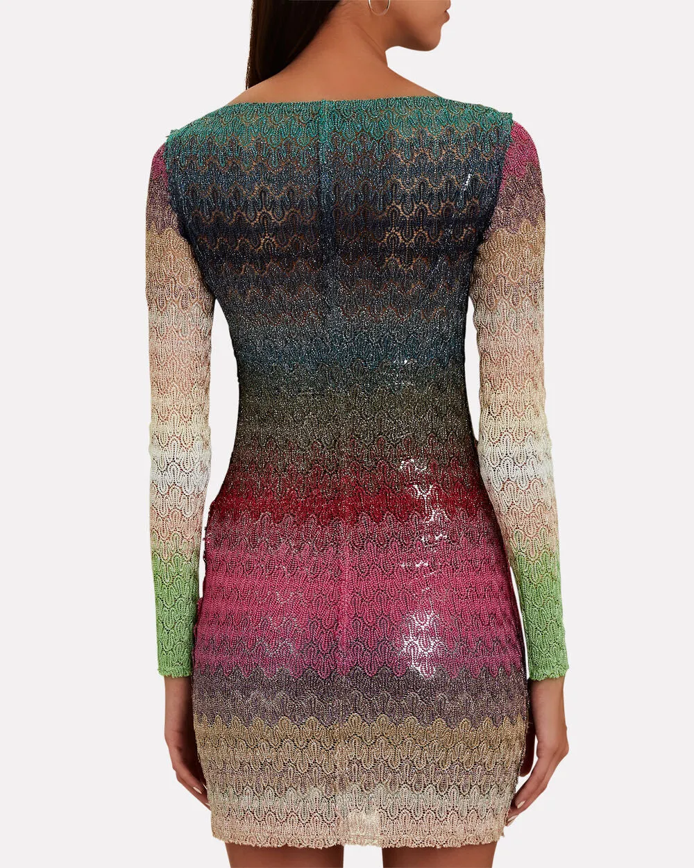 Ombre Metallic Crochet Knit Mini Dress sold by INTERMIX product image thumbnail 2