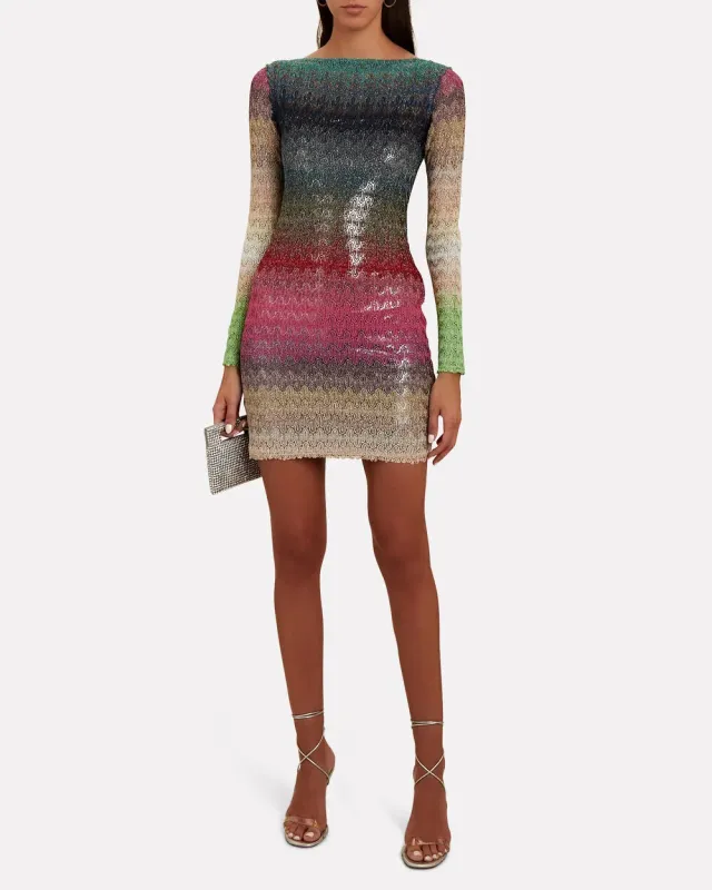 Ombre Metallic Crochet Knit Mini Dress sold by INTERMIX