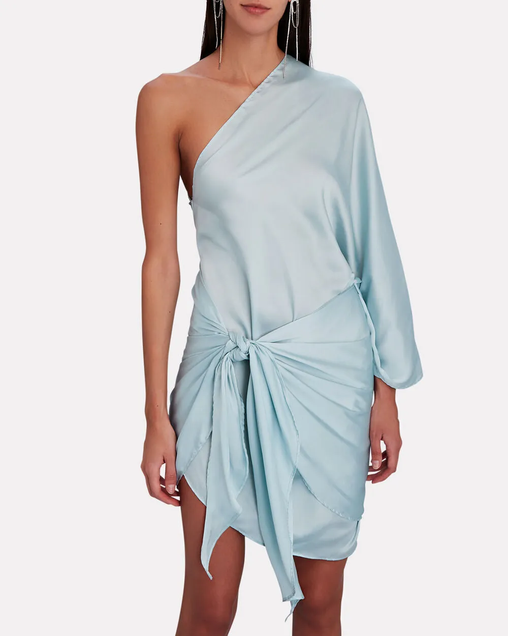 Cabana One-Shoulder Satin Mini Dress sold by INTERMIX