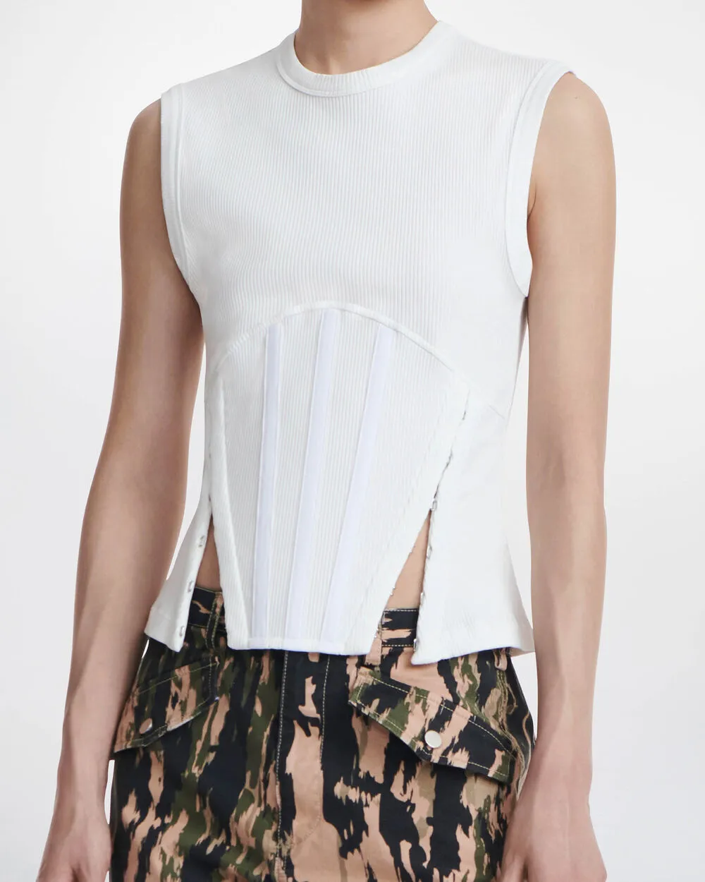 Split Hem Corset Tank sold by INTERMIX