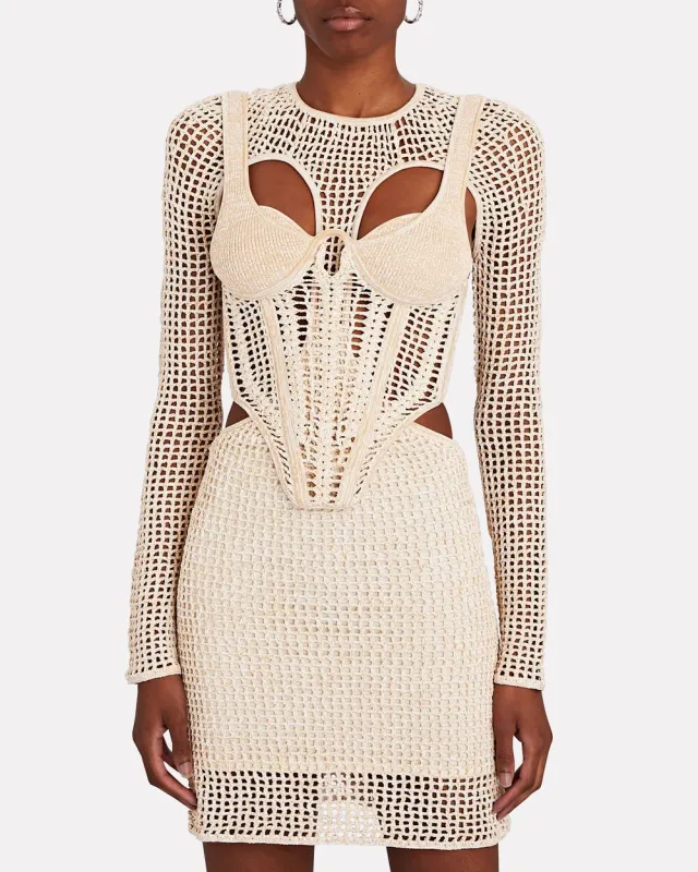 Layered Crocheted Corset Mini Dress sold by INTERMIX