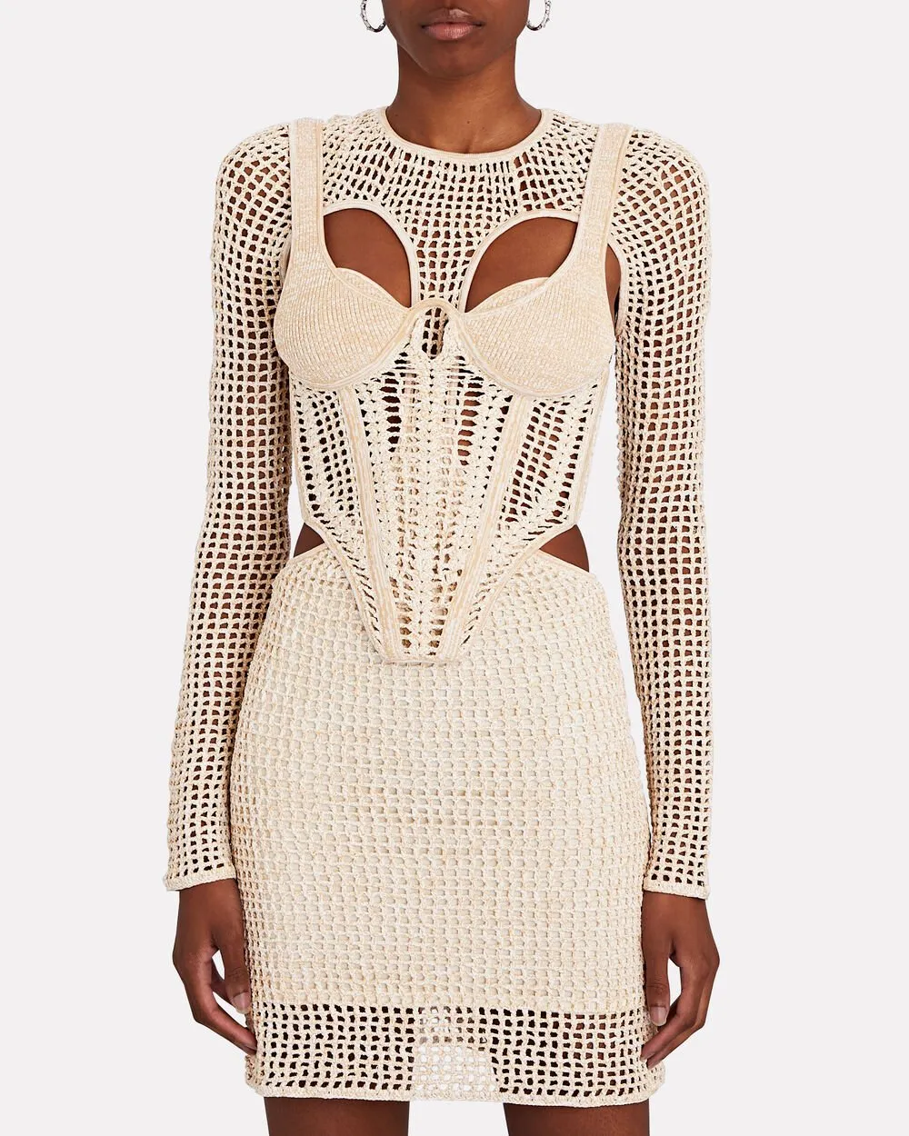 Layered Crocheted Corset Mini Dress sold by INTERMIX
