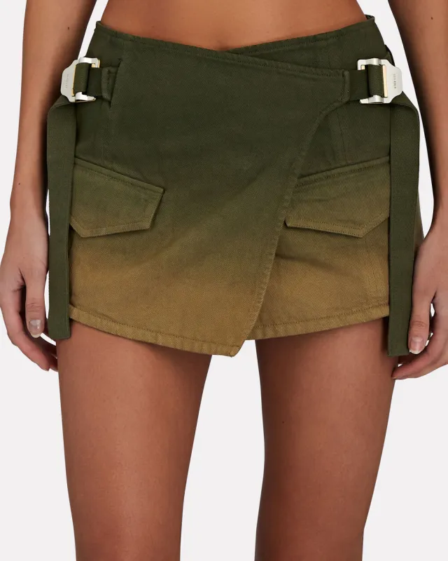 Ombre' Utility Denim Mini Wrap Skirt sold by INTERMIX