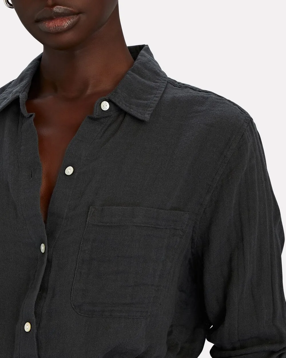 Hadley Cotton Gauze Button-Down Shirt sold by INTERMIX product image thumbnail 3