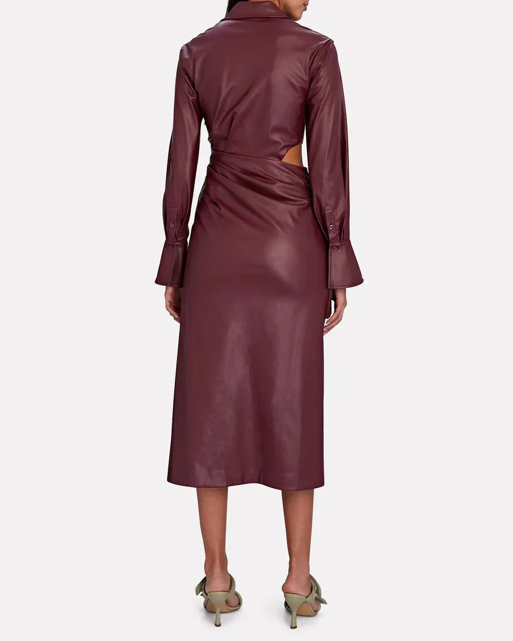 Mara Draped Vegan Leather Midi Dress sold by INTERMIX product image thumbnail 2