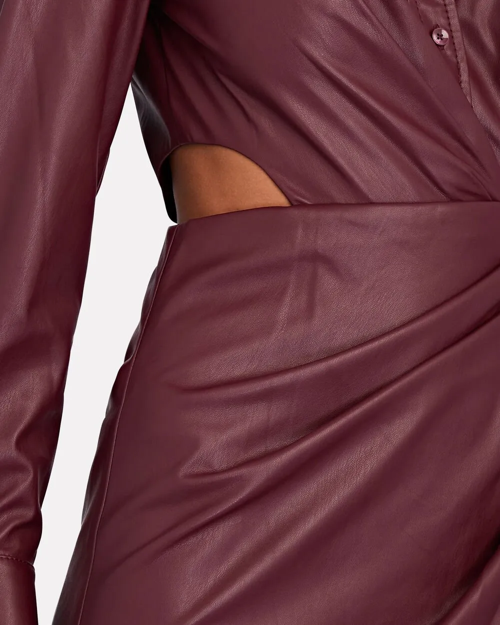 Mara Draped Vegan Leather Midi Dress sold by INTERMIX product image thumbnail 3
