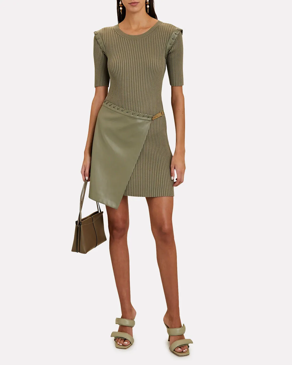 Gianina Vegan Leather Rib Knit Mini Dress sold by INTERMIX product image thumbnail 5