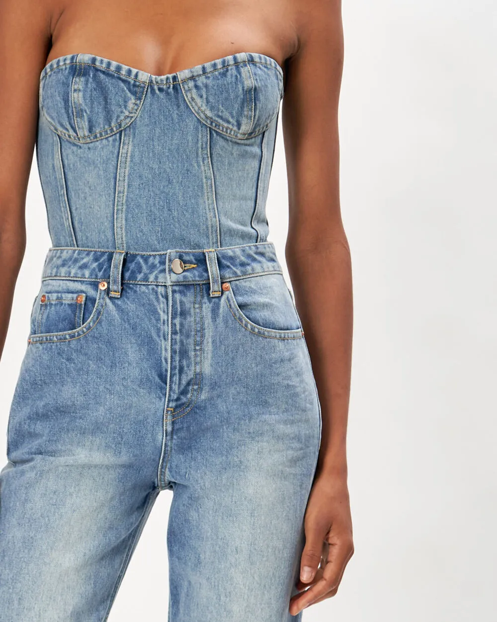 Sasha Denim Bustier Top sold by INTERMIX