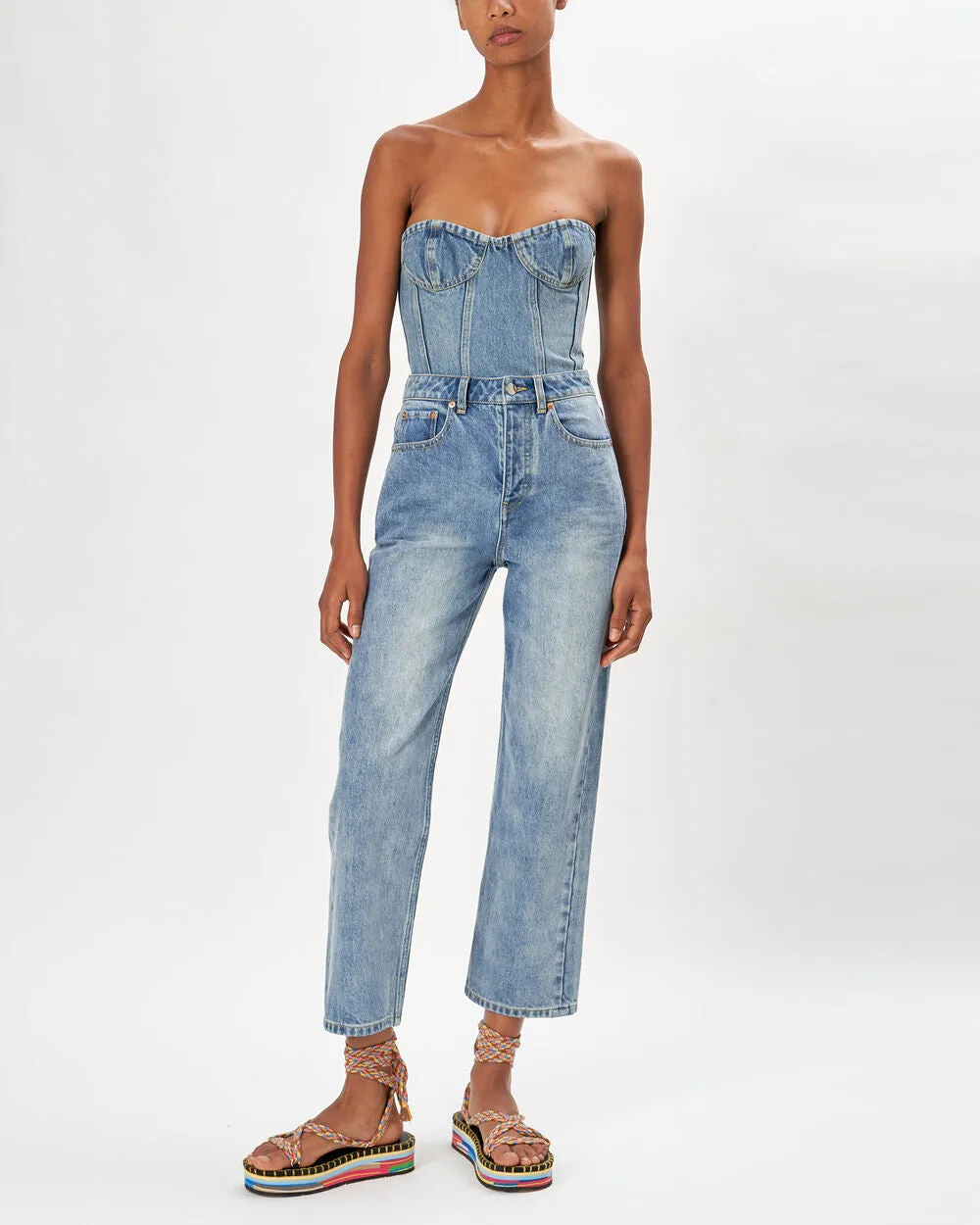 Sasha Denim Bustier Top sold by INTERMIX product image thumbnail 3