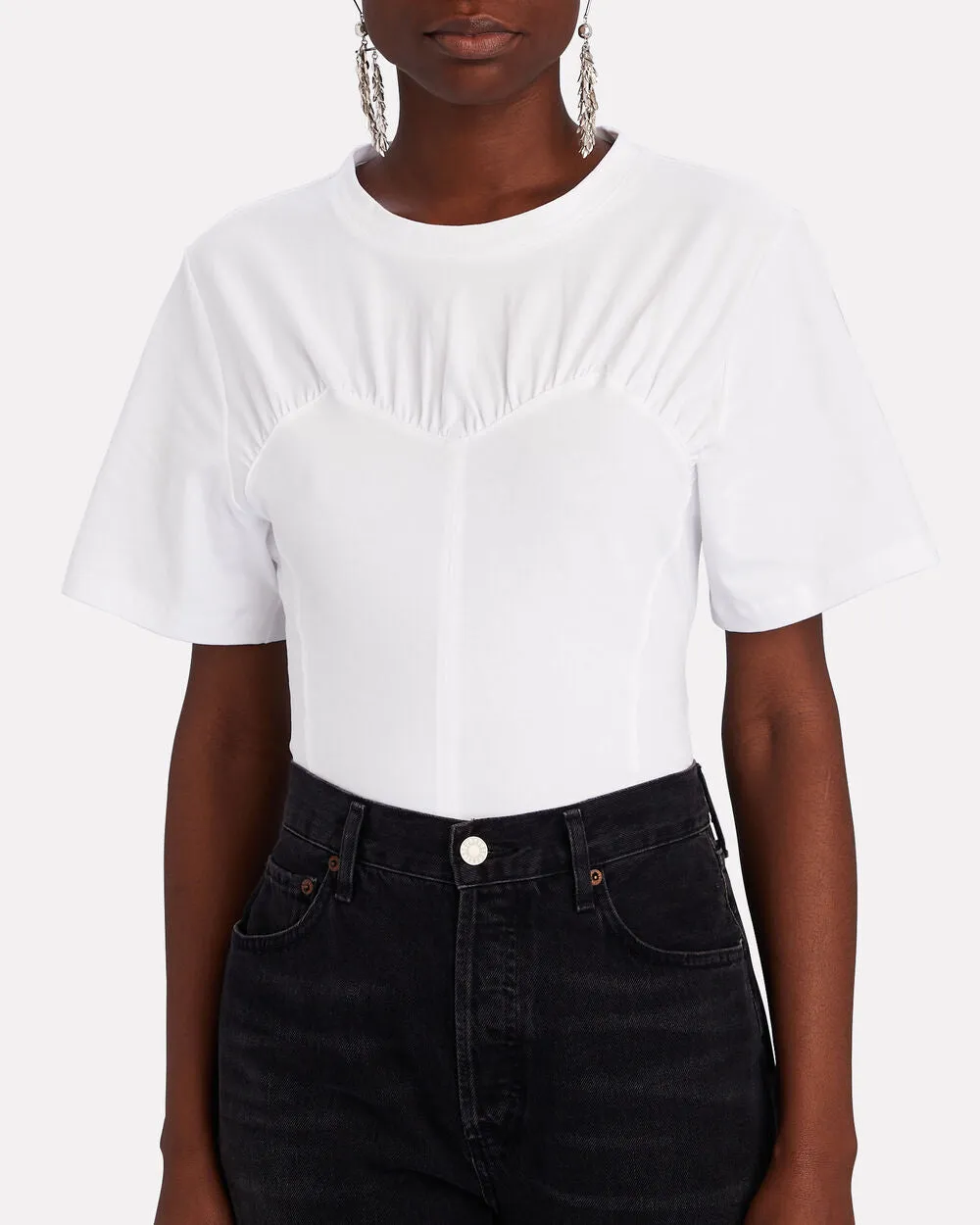 Zazie Bustier-Detail Cotton T-Shirt sold by INTERMIX