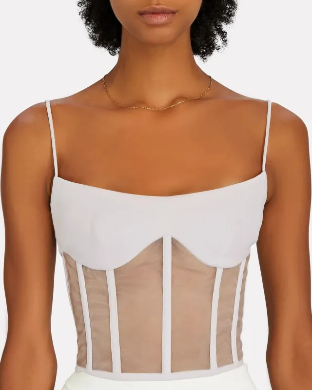 Tulle-Trimmed Crepe Corset Top sold by INTERMIX