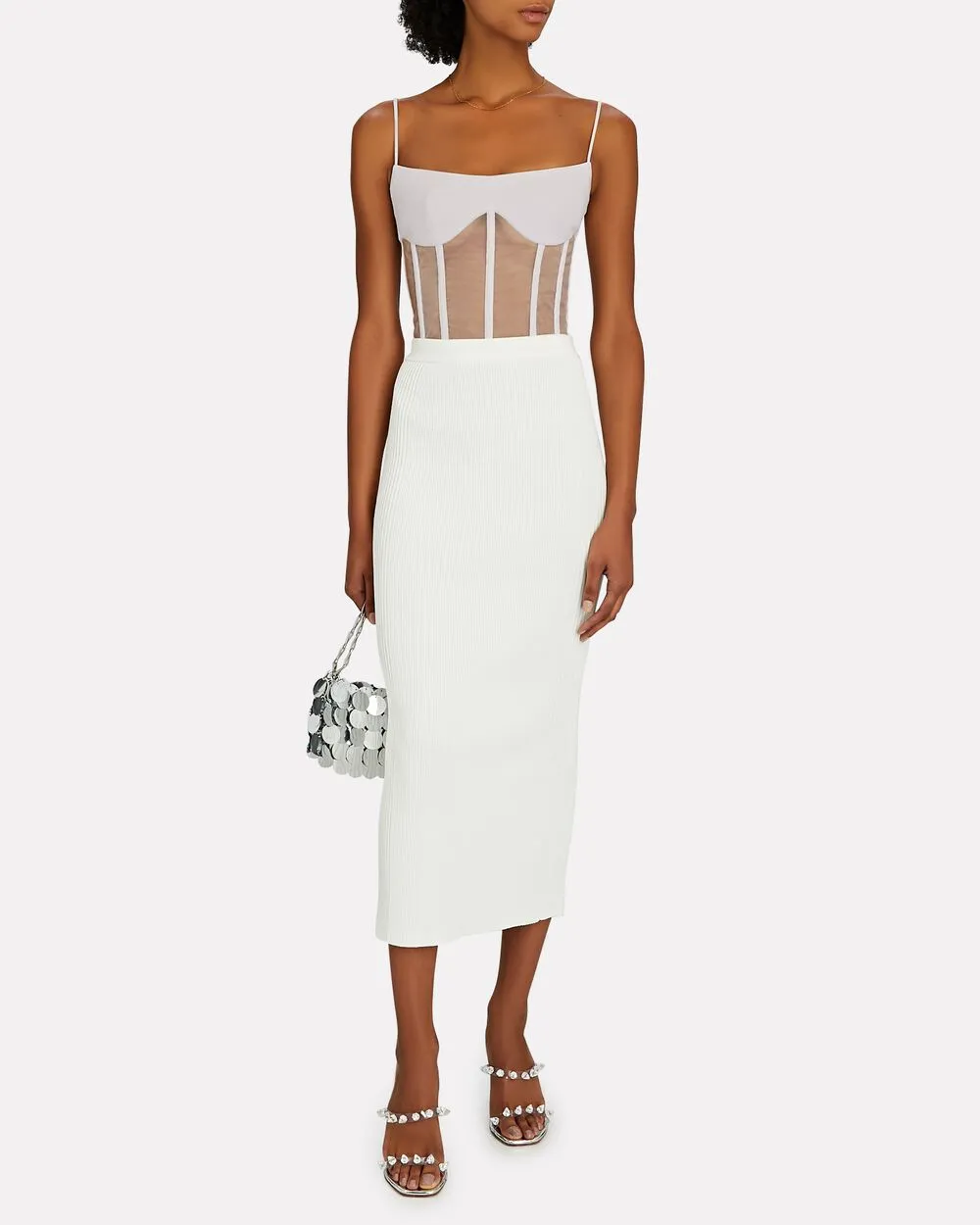 Tulle-Trimmed Crepe Corset Top sold by INTERMIX product image thumbnail 3