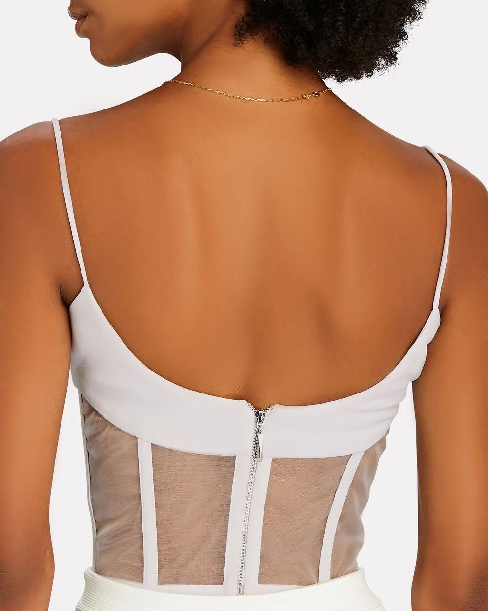 Tulle-Trimmed Crepe Corset Top sold by INTERMIX product image thumbnail 2