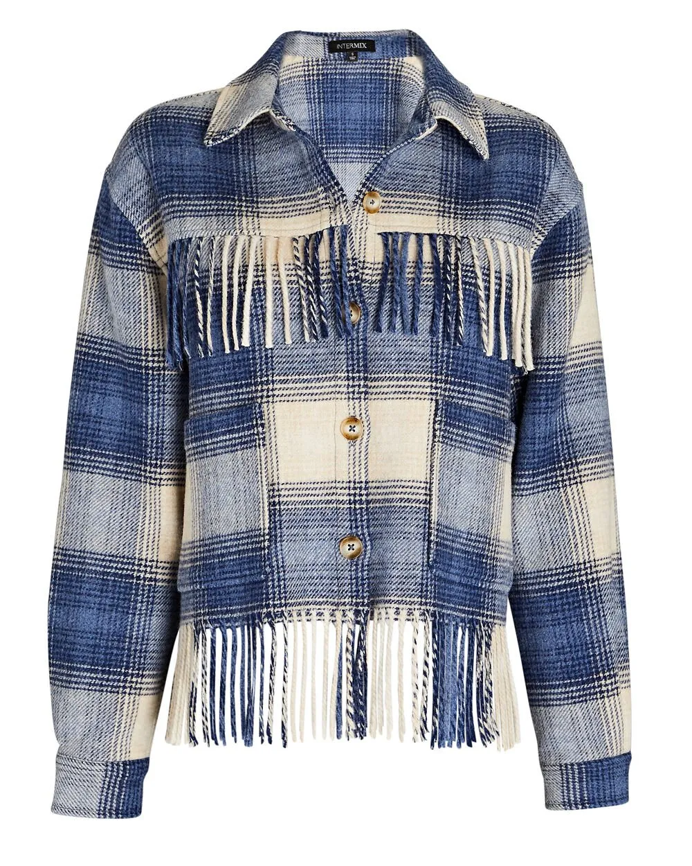 Demi Fringed Plaid Wool-Blend Jacket sold by INTERMIX product image thumbnail 4