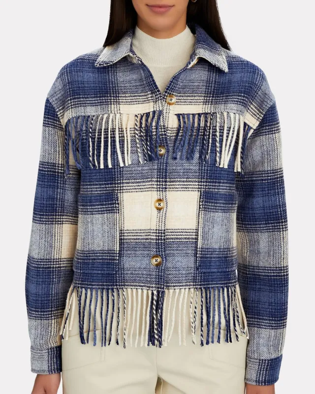 Demi Fringed Plaid Wool-Blend Jacket sold by INTERMIX