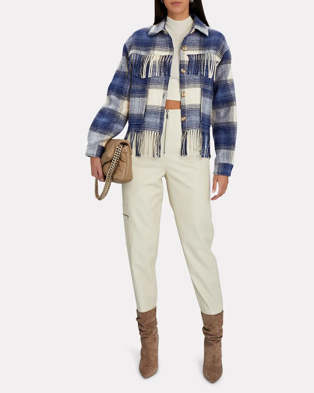 Demi Fringed Plaid Wool-Blend Jacket sold by INTERMIX product image thumbnail 5