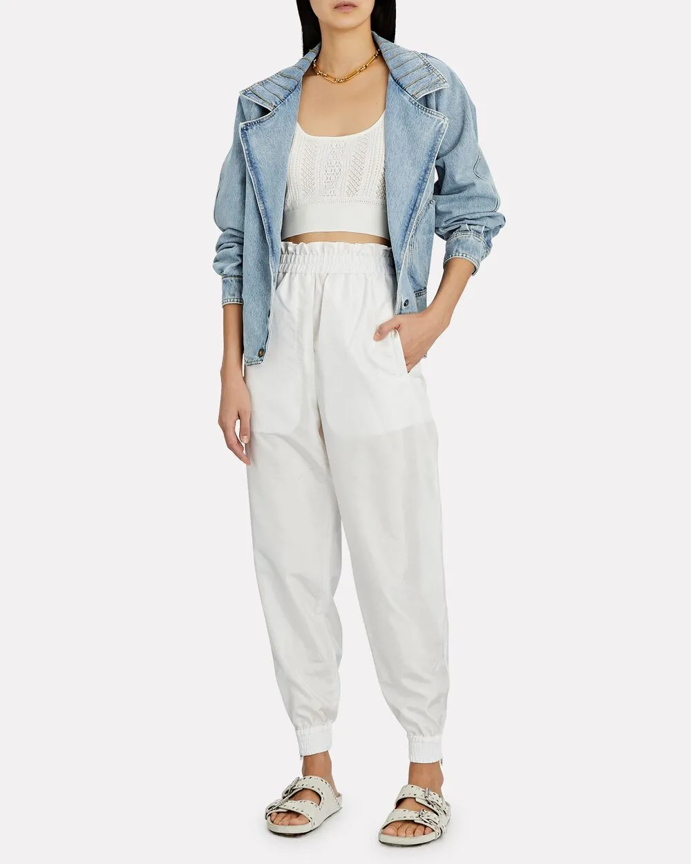 Tyra Pointelle Knit Crop Top sold by INTERMIX product image thumbnail 4