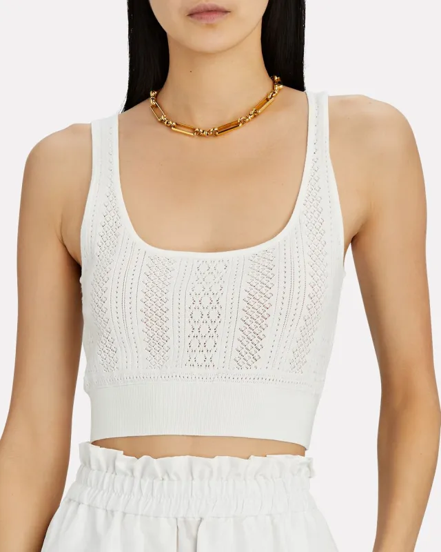 Tyra Pointelle Knit Crop Top sold by INTERMIX