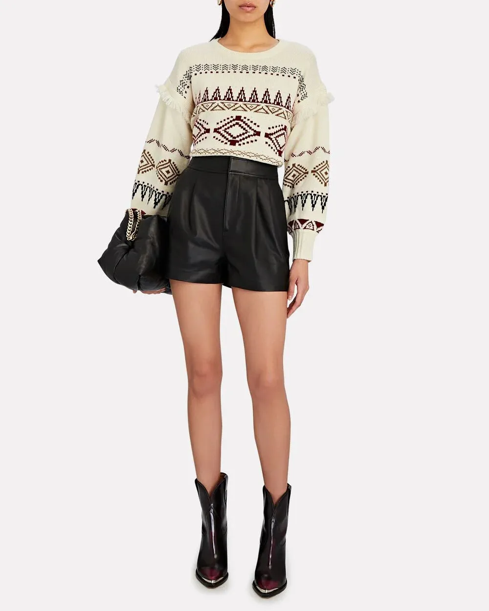 Remi Pleated Leather Shorts sold by INTERMIX product image thumbnail 4