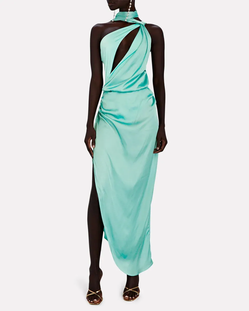 Asaka Cut-Out Satin Maxi Dress sold by INTERMIX
