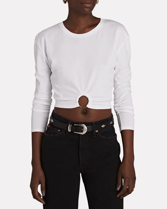 Luna Ring-Detail Cropped Cotton Top sold by INTERMIX