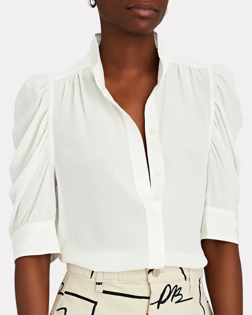Gillian Puff Sleeve Silk Shirt sold by INTERMIX