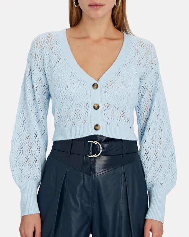 Brea Cropped Pointelle-Knit Cardigan sold by INTERMIX