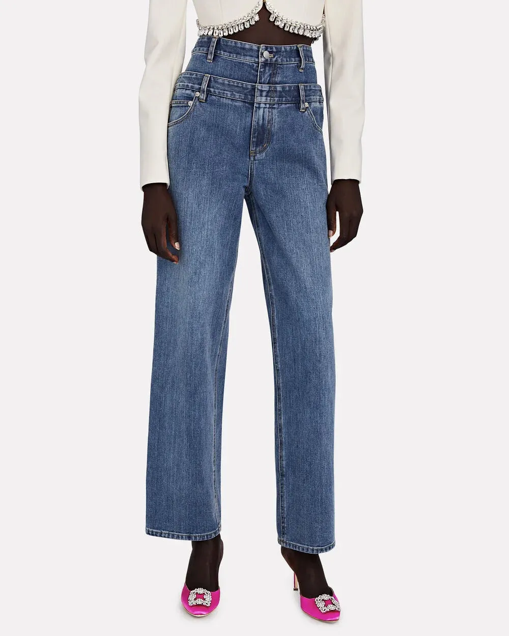 Hangisi Crystal Satin Mules sold by INTERMIX