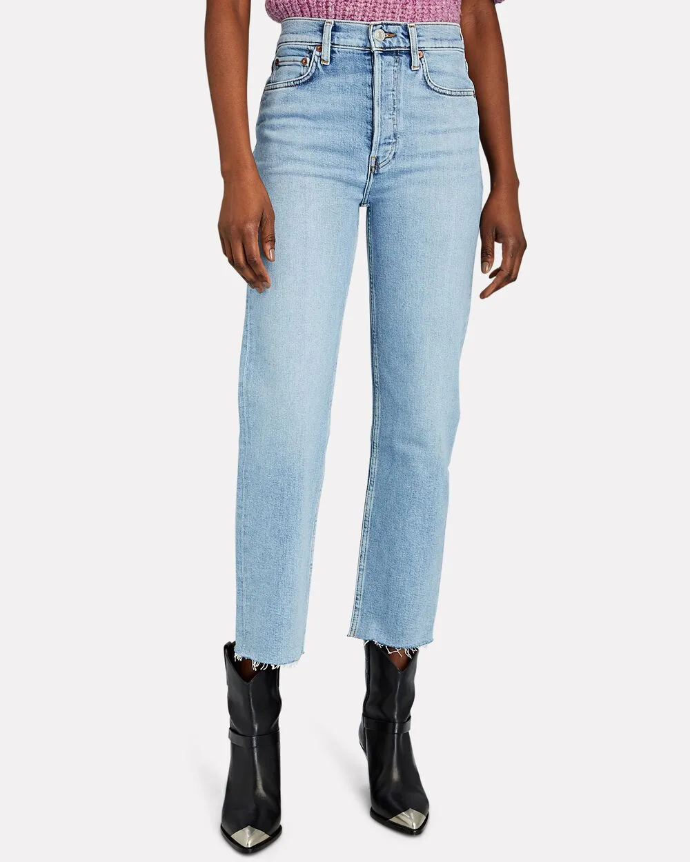 70s High-Rise Stove Pipe Jeans sold by INTERMIX