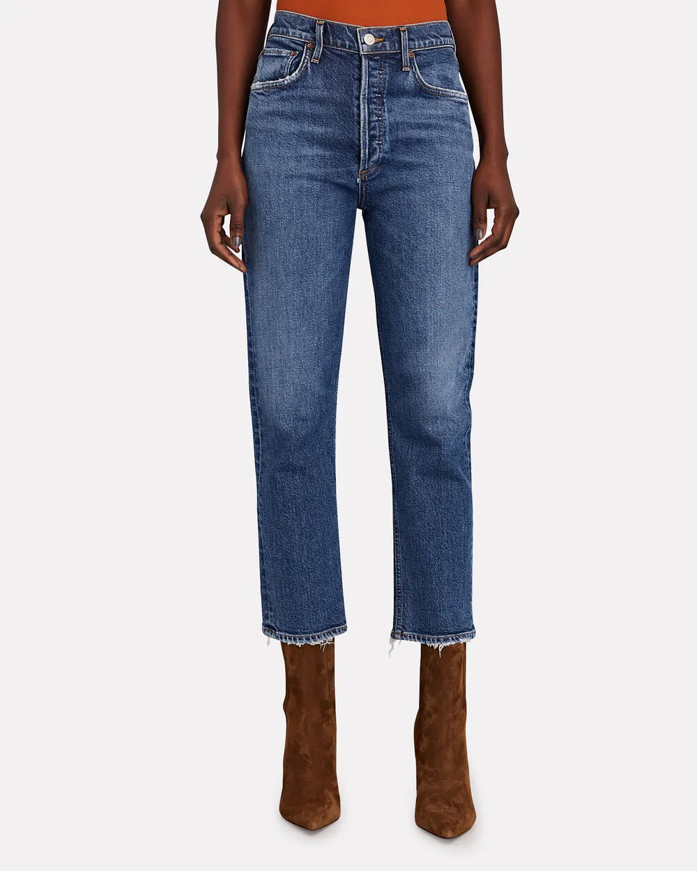 90's Pinch Waist High-Rise Straight Jeans sold by INTERMIX