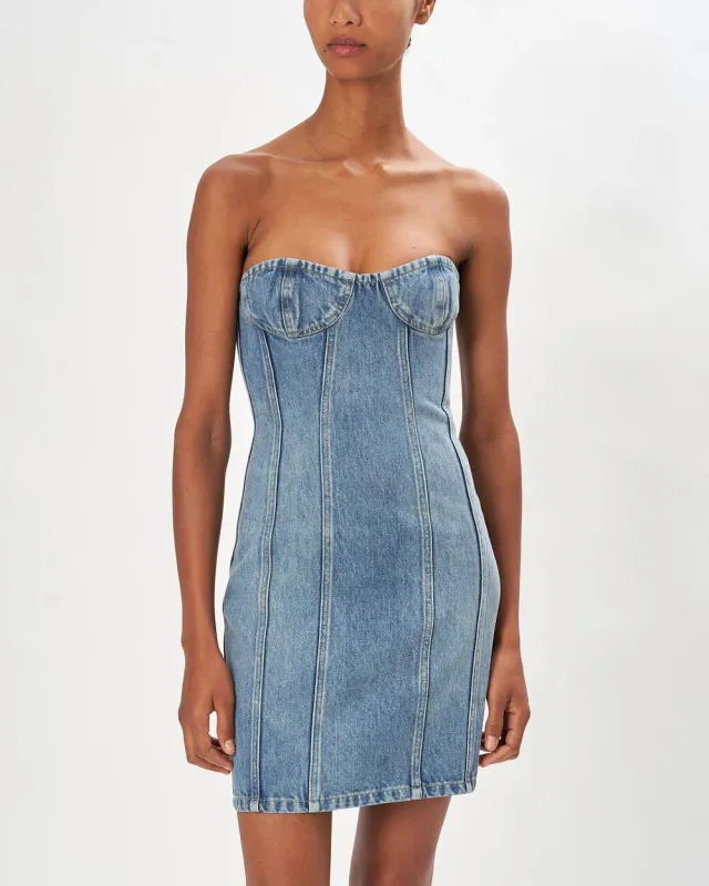 Kylen Denim Mini Dress sold by INTERMIX