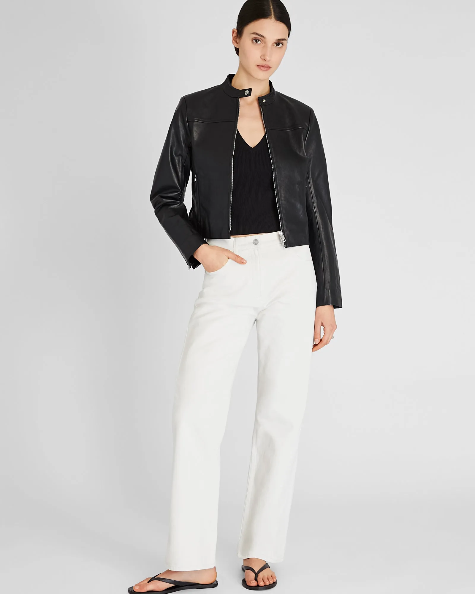 Leather Racer Jacket sold by INTERMIX product image thumbnail 4