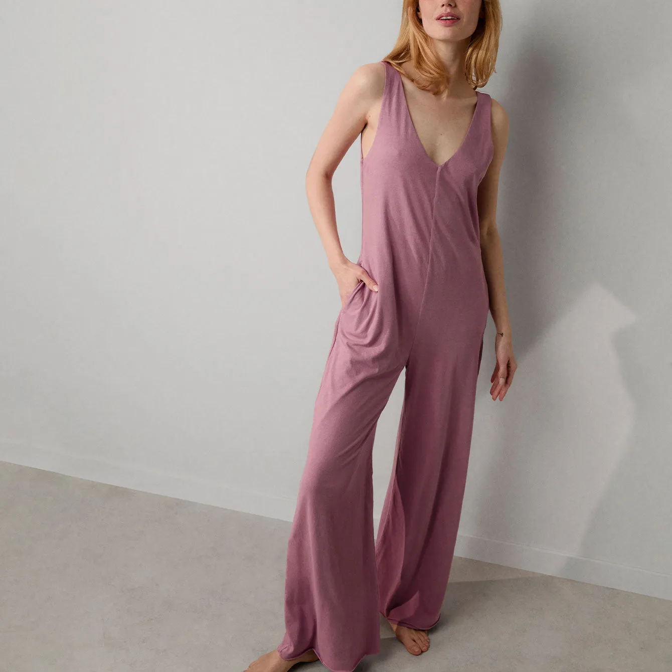 Organic Pima Double V Jumpsuit sold by INTERMIX product image thumbnail 3