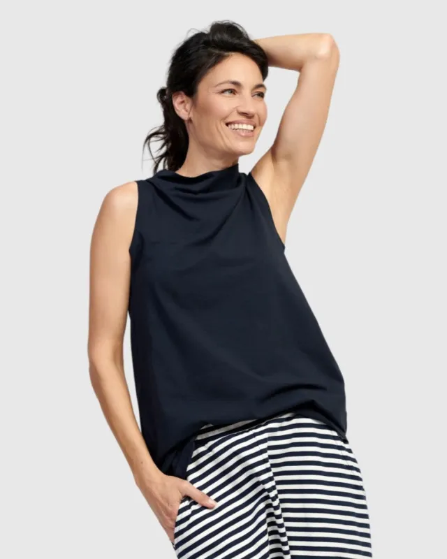 Essential Soft Bistro Top, Navy sold by INTERMIX