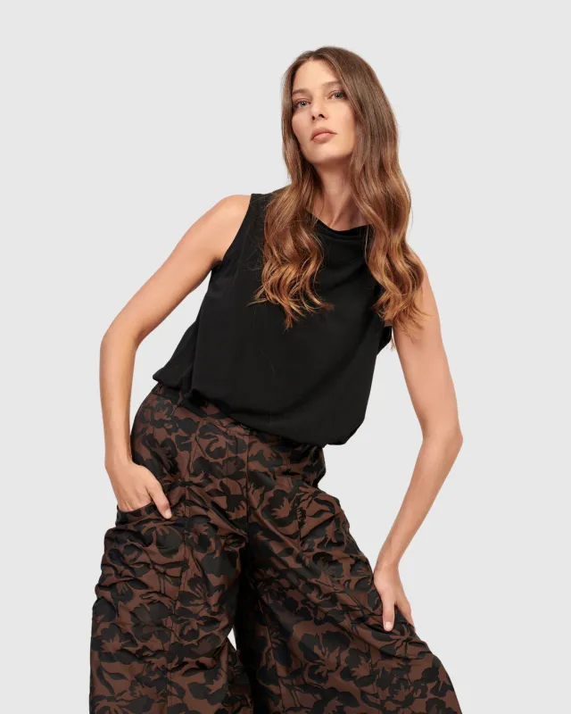 Essential Sleeveless Tunic Tee, Black sold by INTERMIX